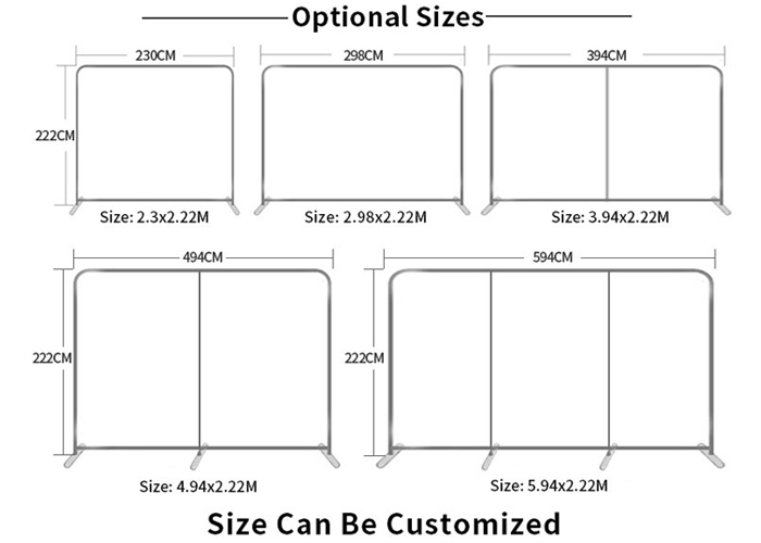Portable Tube Tension Fabric Background Booth Curve Photography Step Repeat Backdrop Sports Indoor Outdoor Exhibitions(Pic2)