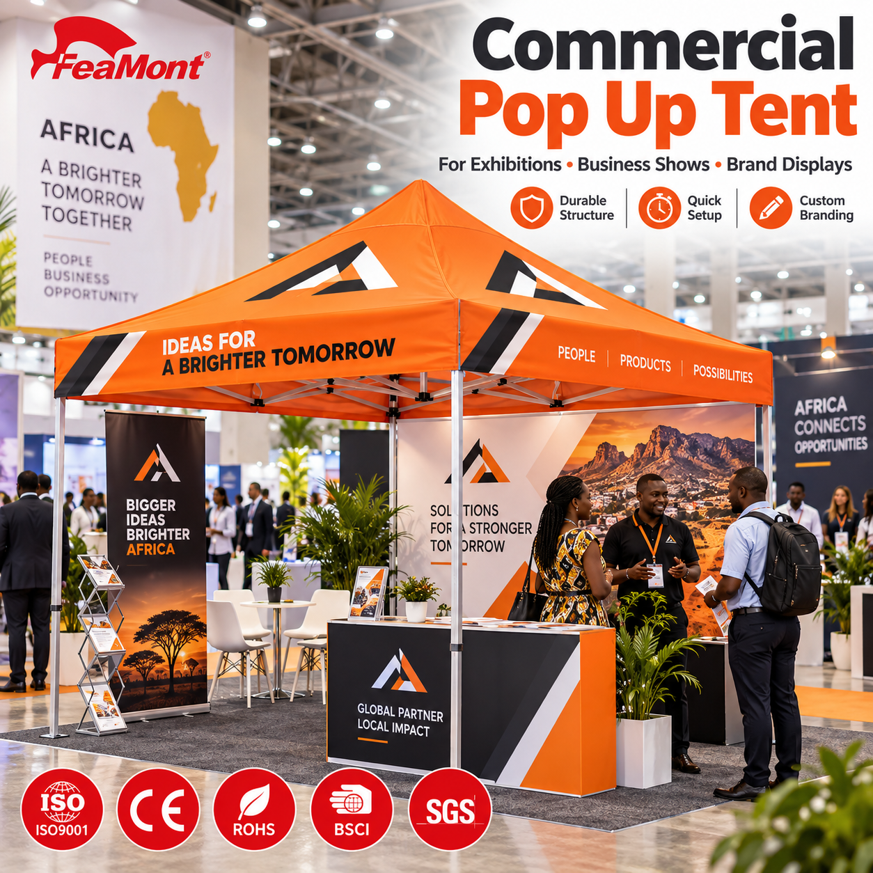 FEAMONT Sturdy Pop Up Canopy Waterproof Quick Folding for Trade Show Event