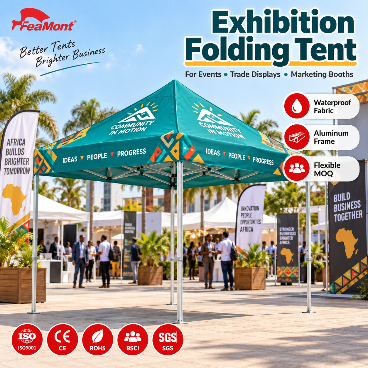FEAMONT Waterproof Pop Up Gazebo Canopy Heavy Duty for Outdoor Exhibitions